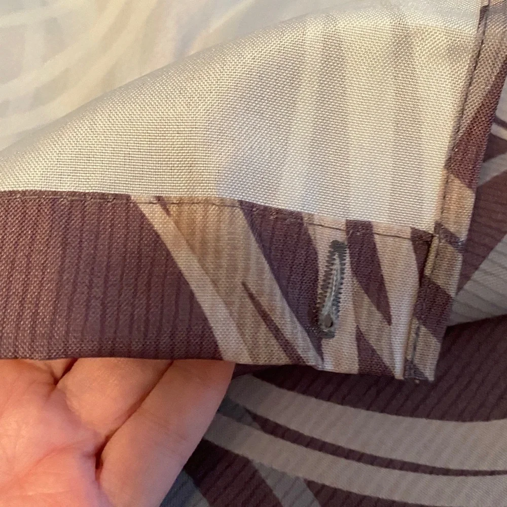 Brown and Cream Circular Patterned Fabric Shower Curtain